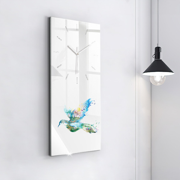 Modern vertical wall clock Abstraction of bird and spring