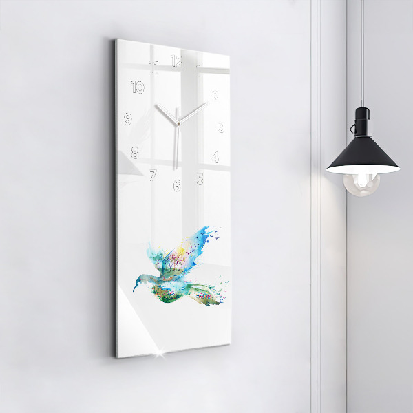 Modern vertical wall clock Abstraction of bird and spring