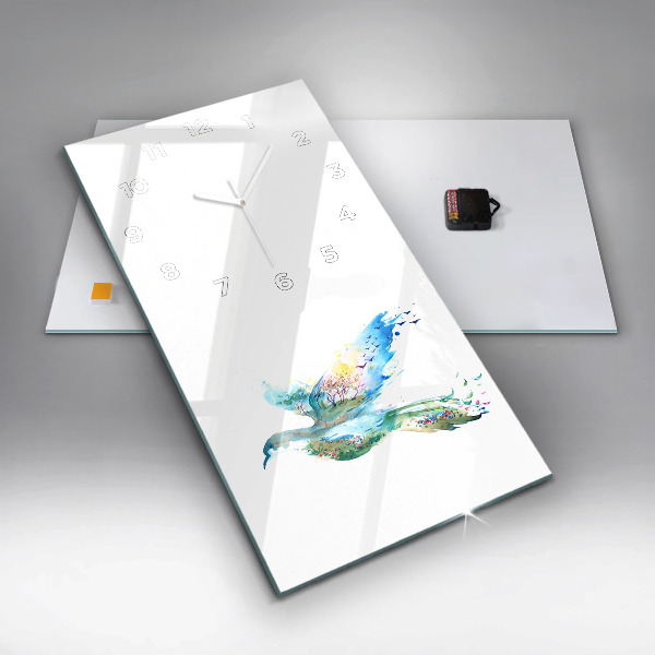 Modern vertical wall clock Abstraction of bird and spring