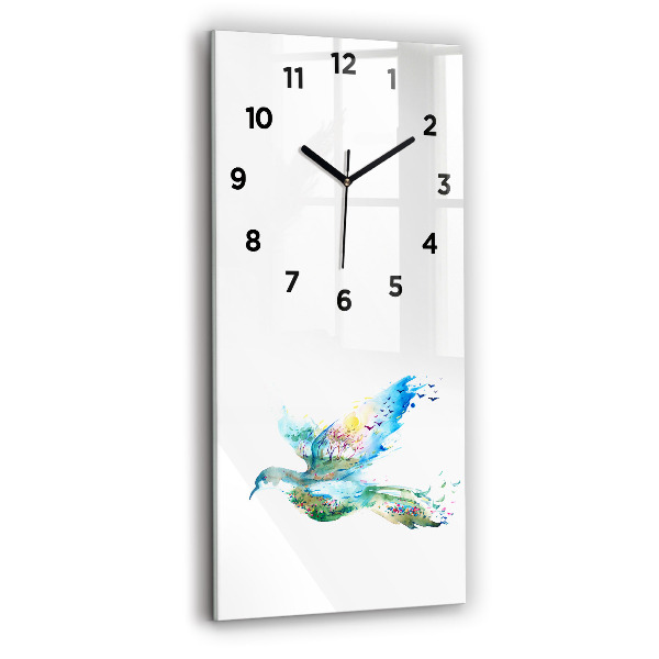 Modern vertical wall clock Abstraction of bird and spring