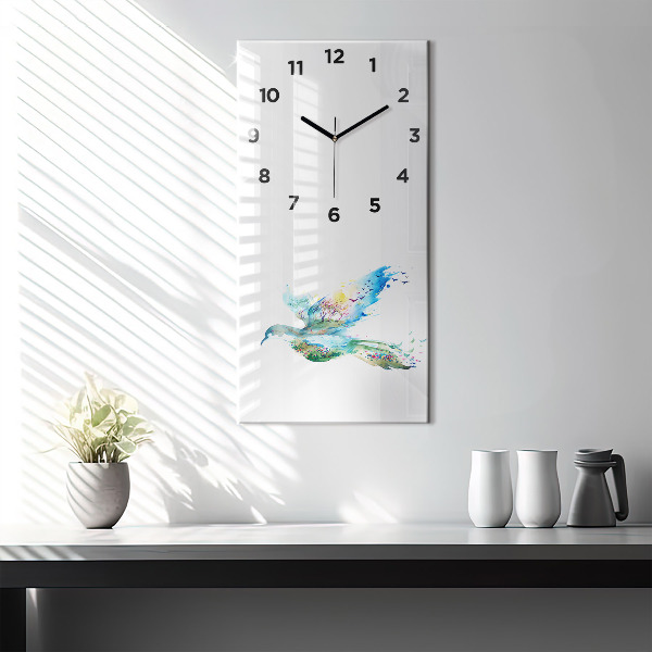 Modern vertical wall clock Abstraction of bird and spring