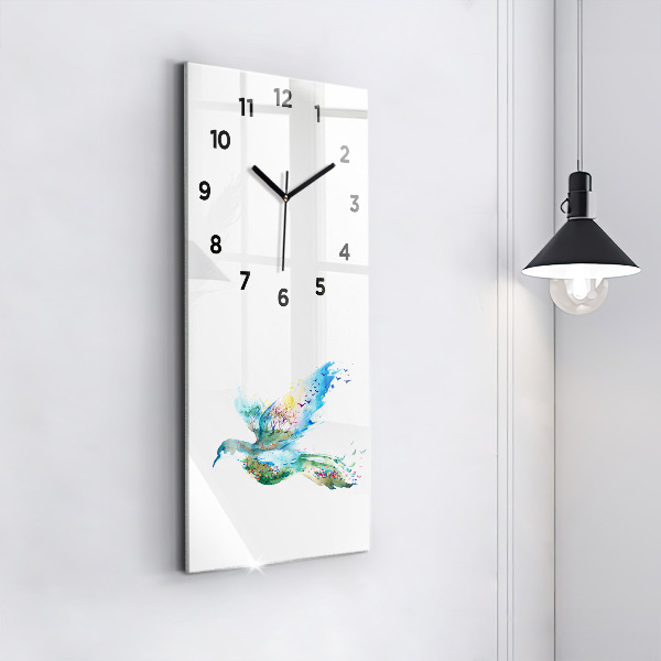Modern vertical wall clock Abstraction of bird and spring