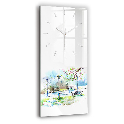 Modern vertical wall clock Picturesque spring