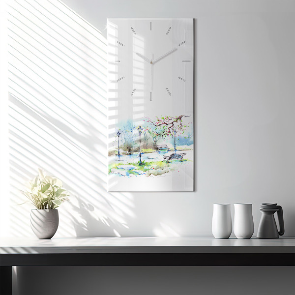 Modern vertical wall clock Picturesque spring