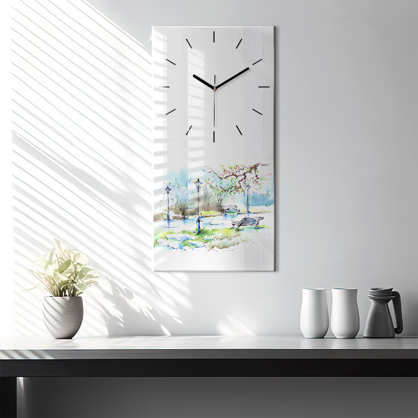 Modern vertical wall clock Picturesque spring