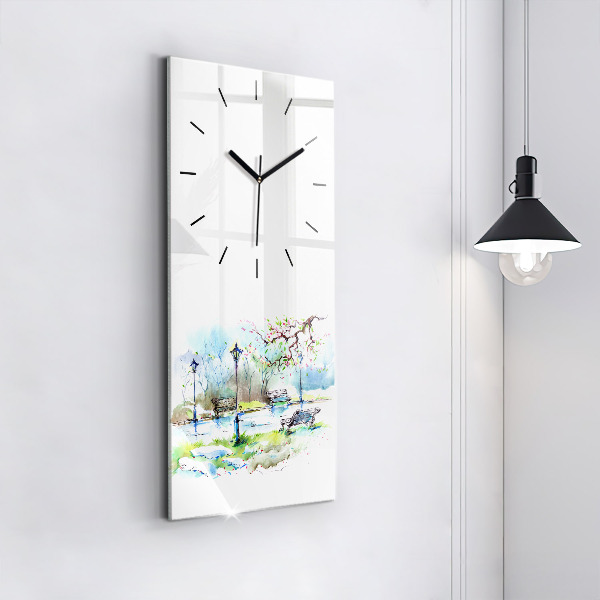 Modern vertical wall clock Picturesque spring