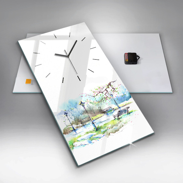 Modern vertical wall clock Picturesque spring