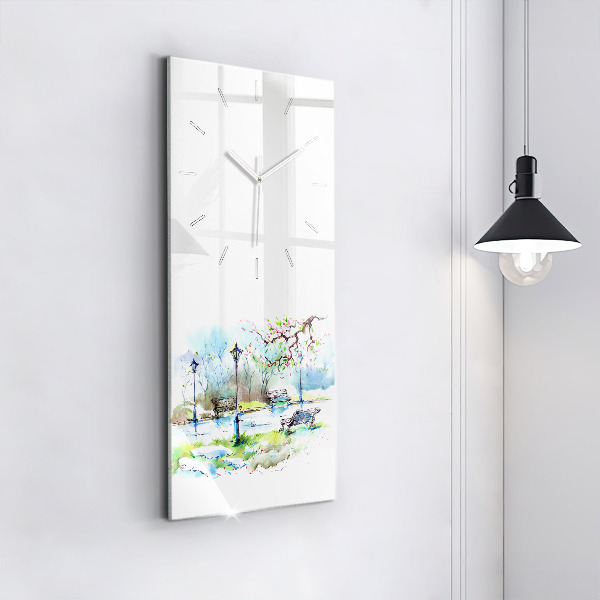 Modern vertical wall clock Picturesque spring