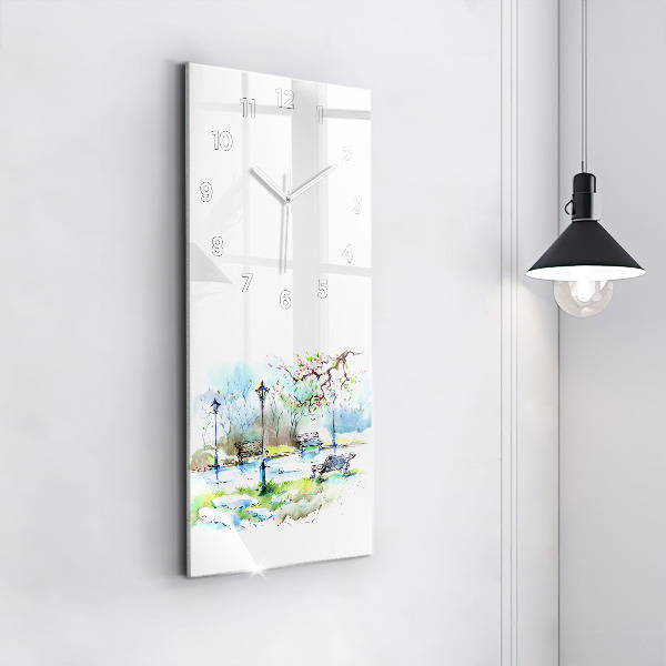 Modern vertical wall clock Picturesque spring