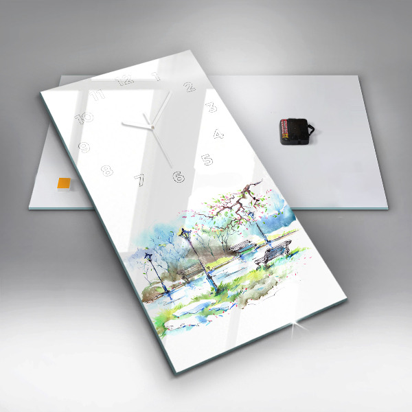 Modern vertical wall clock Picturesque spring