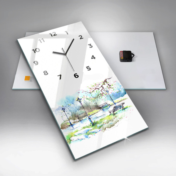 Modern vertical wall clock Picturesque spring