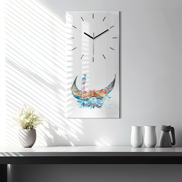 Modern vertical wall clock Italy - Venetian Gondola