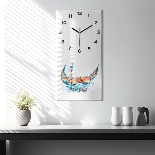 Modern vertical wall clock Italy - Venetian Gondola