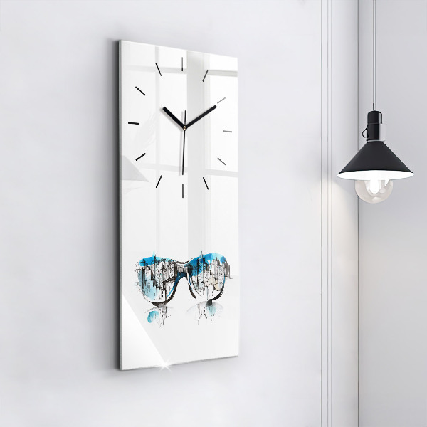 Modern vertical wall clock City in glasses