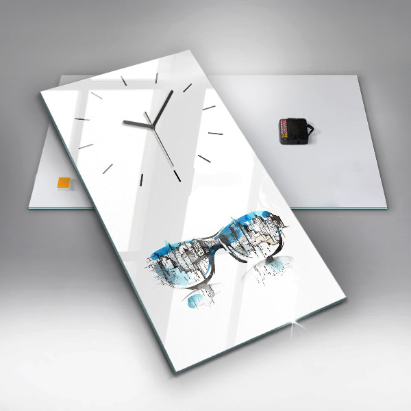 Modern vertical wall clock City in glasses