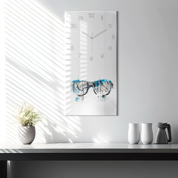 Modern vertical wall clock City in glasses