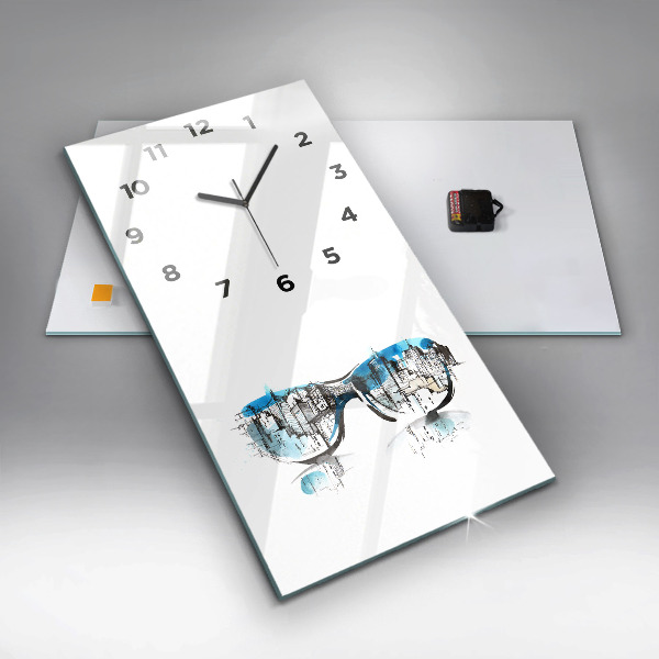 Modern vertical wall clock City in glasses