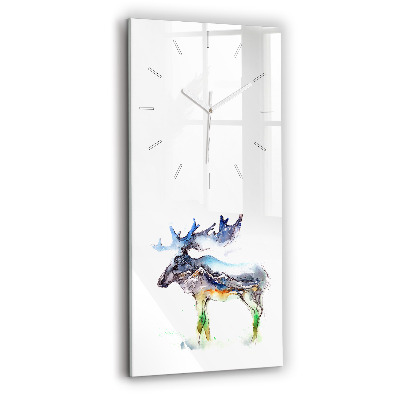 Modern vertical wall clock Moose and Mountain Landscape