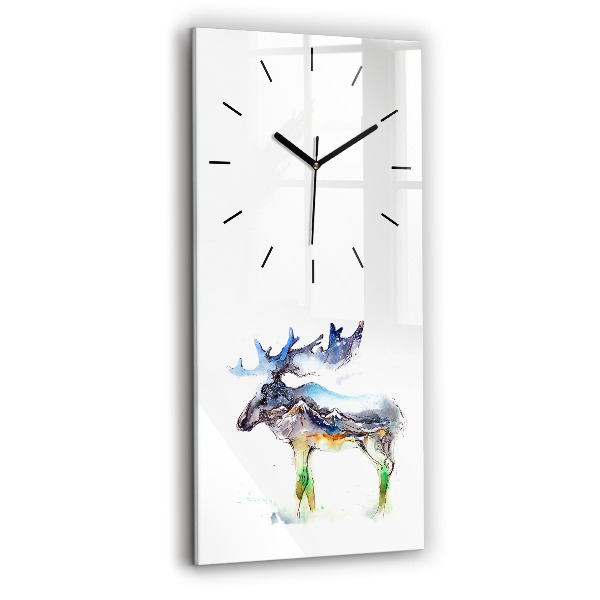 Modern vertical wall clock Moose and Mountain Landscape