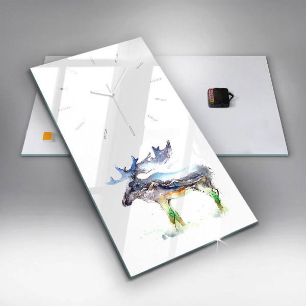 Modern vertical wall clock Moose and Mountain Landscape