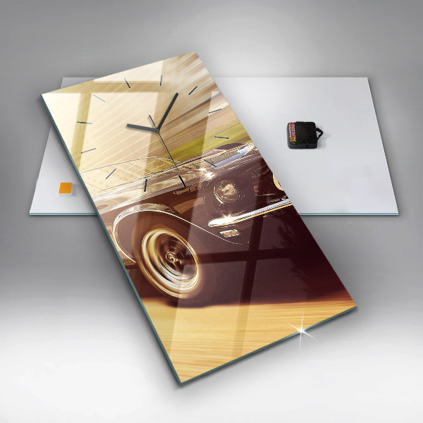 Modern vertical wall clock Classic old car