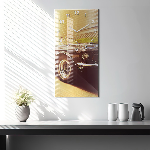 Modern vertical wall clock Classic old car