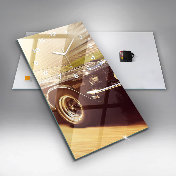 Modern vertical wall clock Classic old car