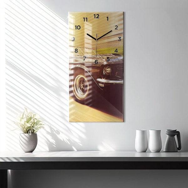 Modern vertical wall clock Classic old car