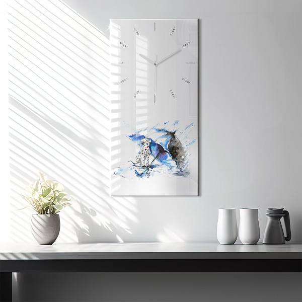 Modern vertical wall clock Dalmatian and Umbrella