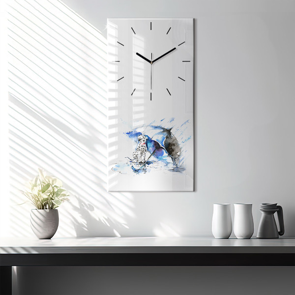 Modern vertical wall clock Dalmatian and Umbrella