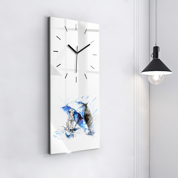 Modern vertical wall clock Dalmatian and Umbrella