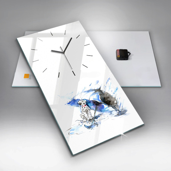 Modern vertical wall clock Dalmatian and Umbrella