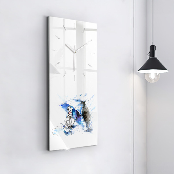 Modern vertical wall clock Dalmatian and Umbrella