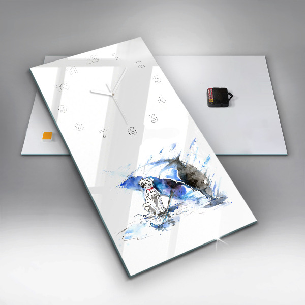 Modern vertical wall clock Dalmatian and Umbrella