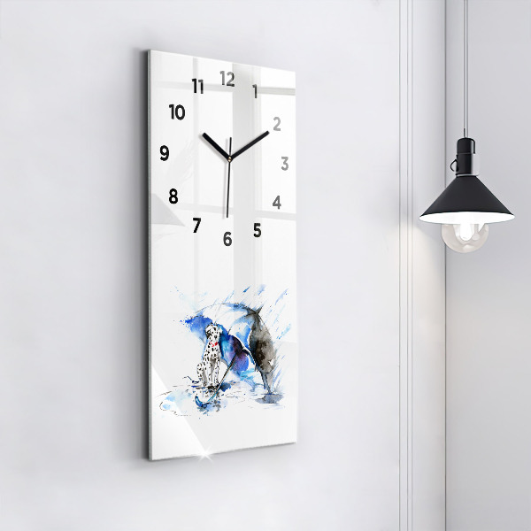 Modern vertical wall clock Dalmatian and Umbrella