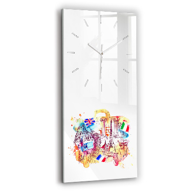 Modern vertical wall clock Attractive countries in the world