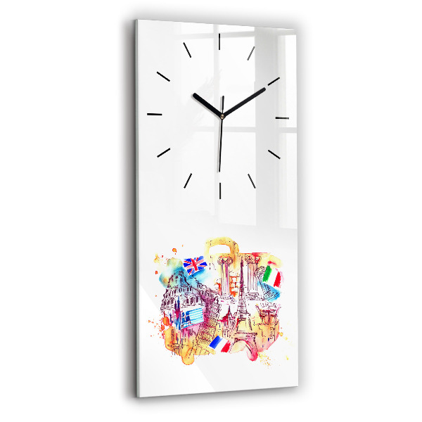 Modern vertical wall clock Attractive countries in the world