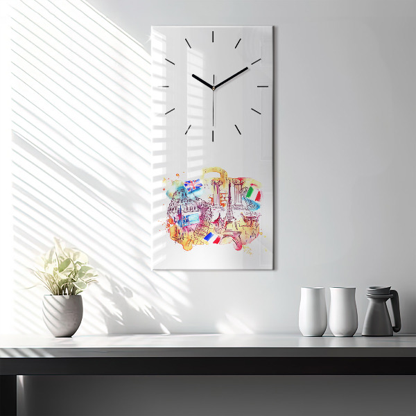 Modern vertical wall clock Attractive countries in the world