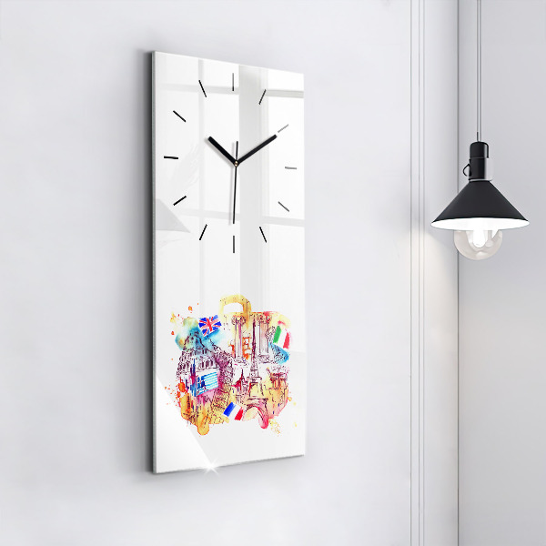 Modern vertical wall clock Attractive countries in the world