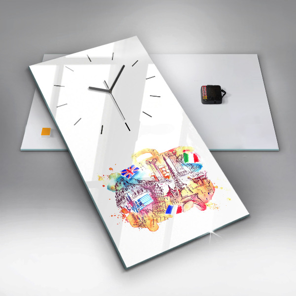 Modern vertical wall clock Attractive countries in the world