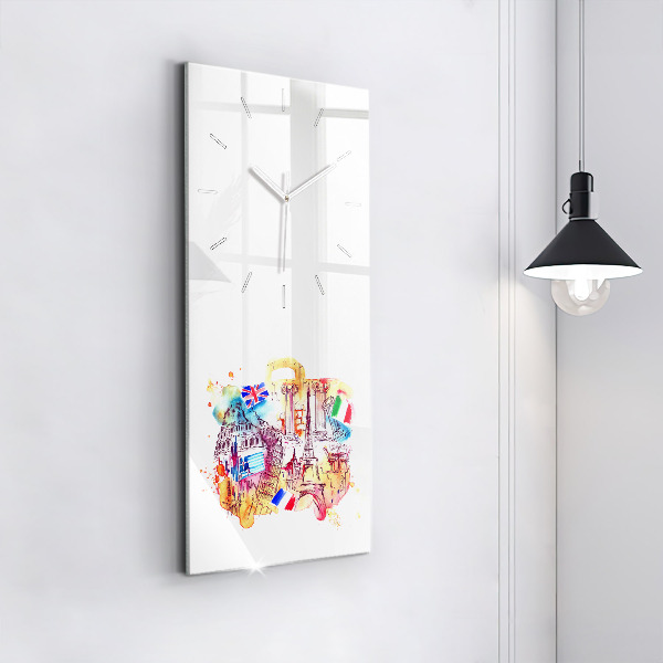 Modern vertical wall clock Attractive countries in the world