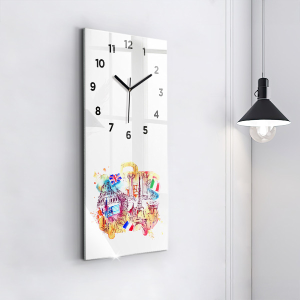 Modern vertical wall clock Attractive countries in the world