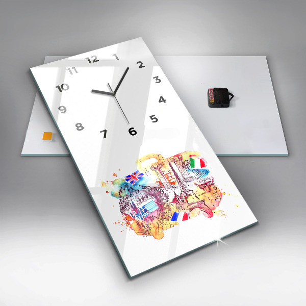 Modern vertical wall clock Attractive countries in the world