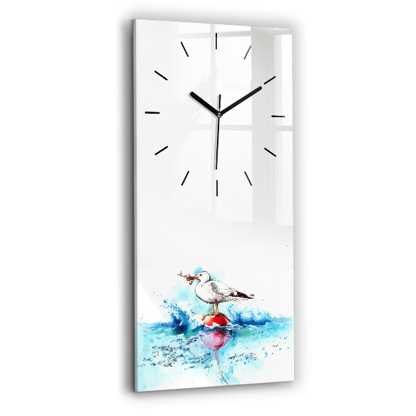 Modern vertical wall clock Painted seagull