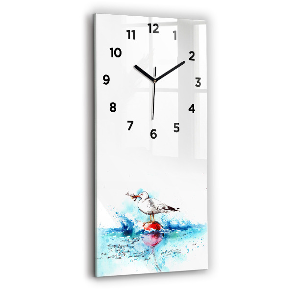 Modern vertical wall clock Painted seagull