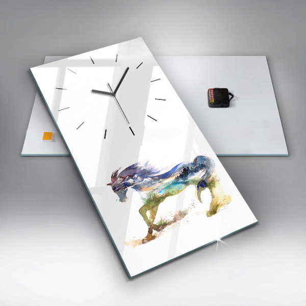 Modern vertical wall clock Painted Mountains and Horse