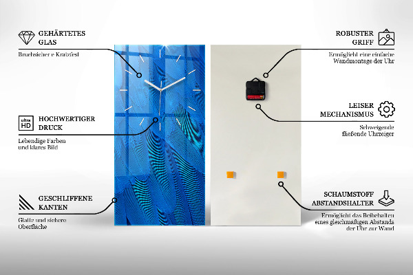 Modern vertical wall clock Painted Mountains and Horse