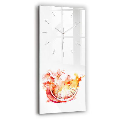 Modern vertical wall clock Painted orange