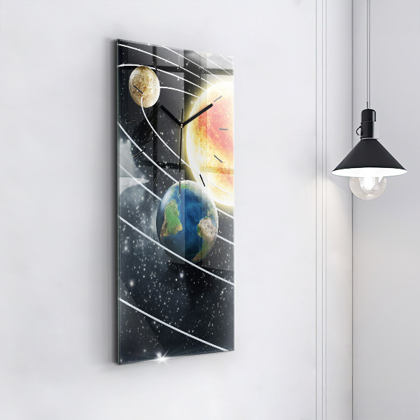 Modern vertical wall clock The solar system
