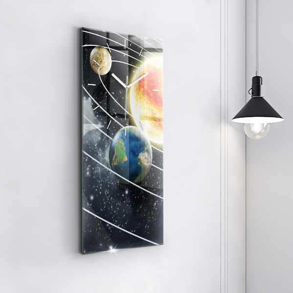 Modern vertical wall clock The solar system